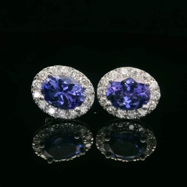 3.50 CT Natural Tanzanite Diamond Earring 18K White Gold