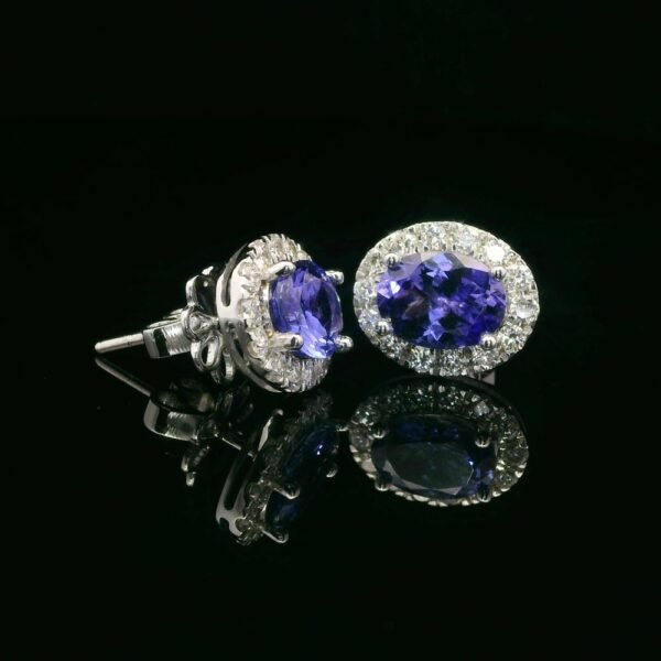 3.50 CT Natural Tanzanite Diamond Earring 18K White Gold