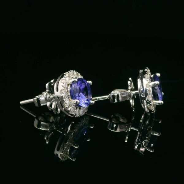 3.50 CT Natural Tanzanite Diamond Earring 18K White Gold