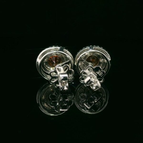 3.34 CT Natural Orange Sapphire Diamond Earring 18K White Gold
