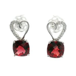 4.05CT Natural Garnet Diamond Earring 18K White Gold