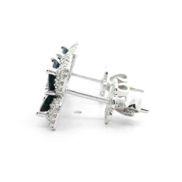 2.26CT Natural Blue Sapphire Diamond Earring 18K White Gold