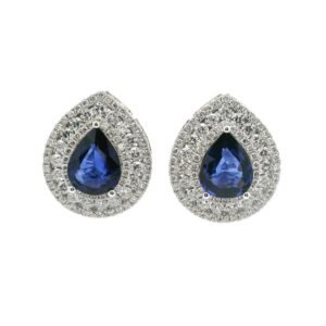 4.60CT Natural Blue Sapphire Diamond Earring 18K White Gold