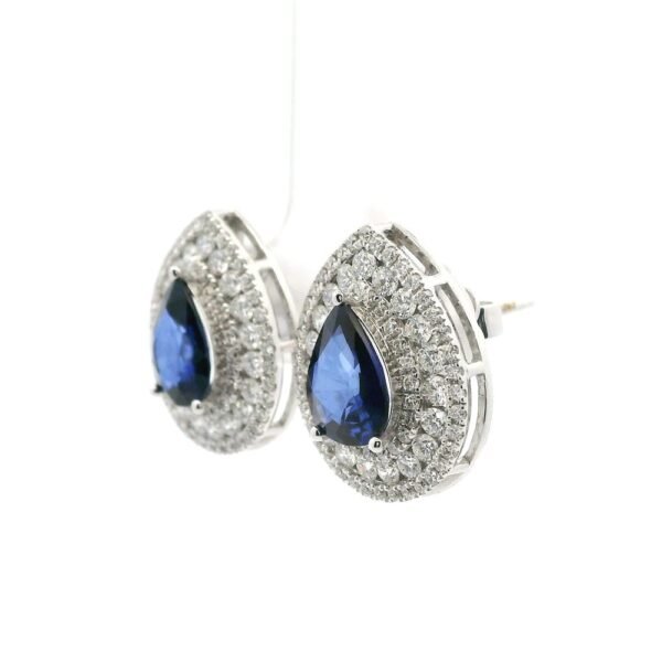 4.60CT Natural Blue Sapphire Diamond Earring 18K White Gold