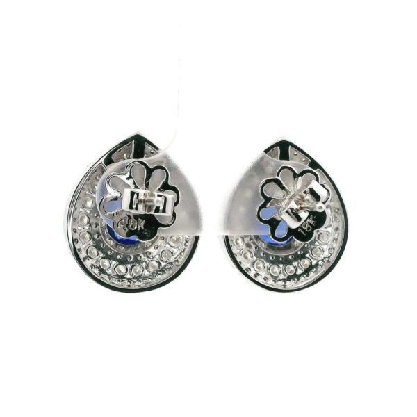 4.60CT Natural Blue Sapphire Diamond Earring 18K White Gold
