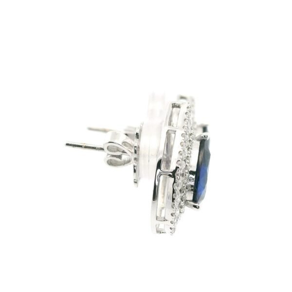 4.60CT Natural Blue Sapphire Diamond Earring 18K White Gold