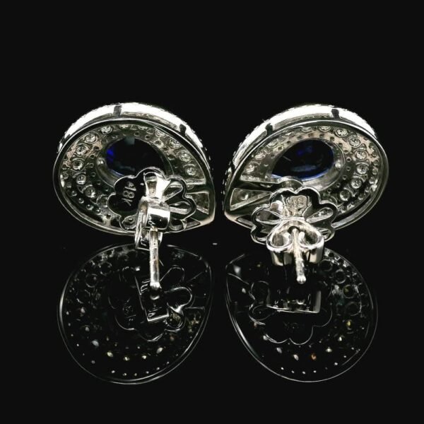 4.60CT Natural Blue Sapphire Diamond Earring 18K White Gold