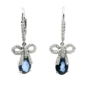 2.48 CT Natural Blue Sapphire Diamond Earring 18K White Gold