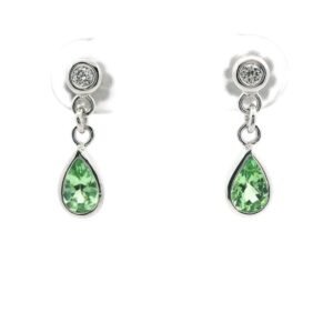 0.90 CT Natural Tsavorite Diamond Earring 18K White Gold