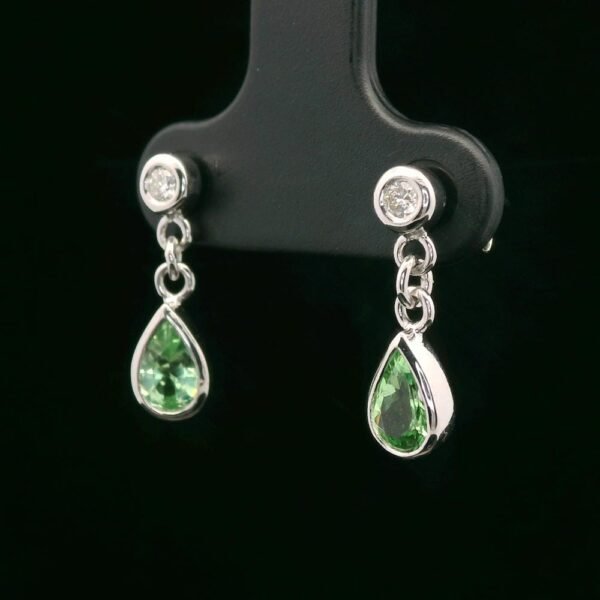0.90 CT Natural Tsavorite Diamond Earring 18K White Gold