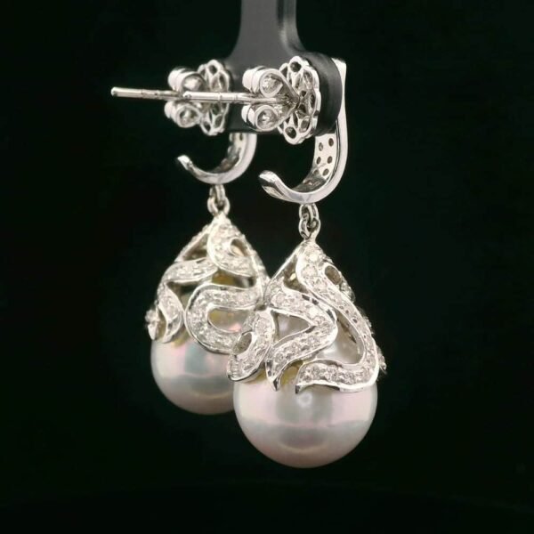 15.40 CT Natural Rose Pearl Diamond Earring 18K White Gold