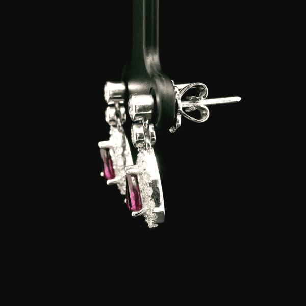 2.80 CT Natural Purple Garnet Diamond Earring 18K White Gold