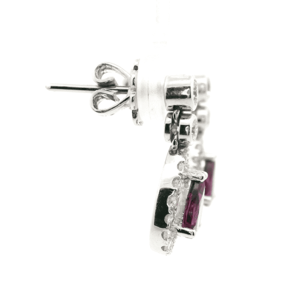 2.80 CT Natural Purple Garnet Diamond Earring 18K White Gold