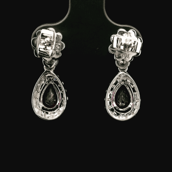 2.80 CT Natural Purple Garnet Diamond Earring 18K White Gold