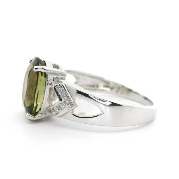3.10 CTW Natural Sphene  Diamond 18k White Gold Ring