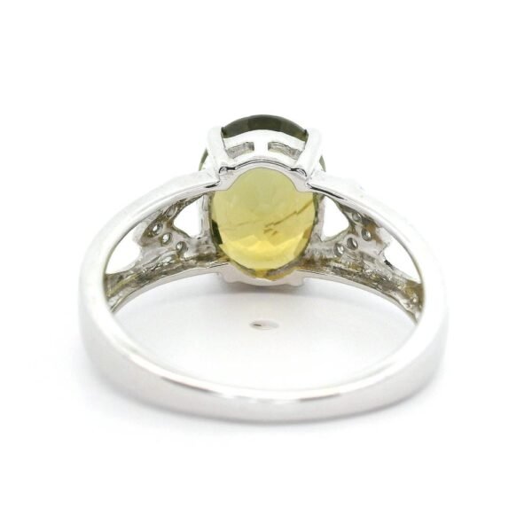 3.10 CTW Natural Sphene  Diamond 18k White Gold Ring