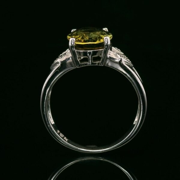 3.10 CTW Natural Sphene  Diamond 18k White Gold Ring