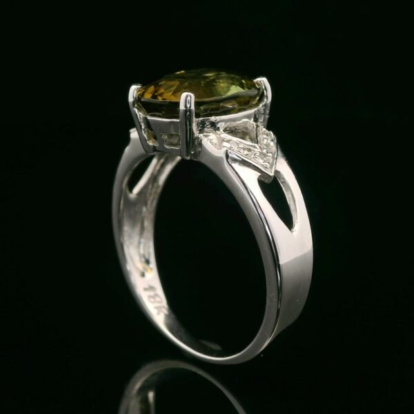 3.10 CTW Natural Sphene  Diamond 18k White Gold Ring