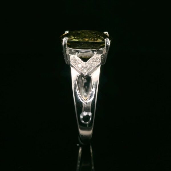 3.10 CTW Natural Sphene  Diamond 18k White Gold Ring