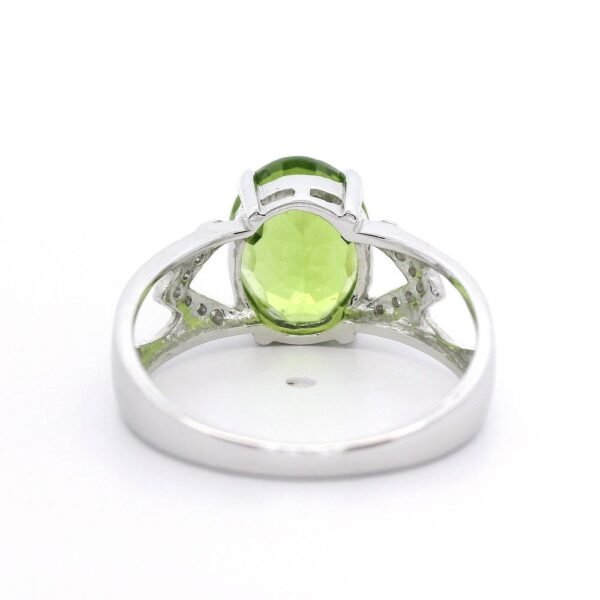 3 CTW Natural Peridot Diamond 18k White Gold Ring
