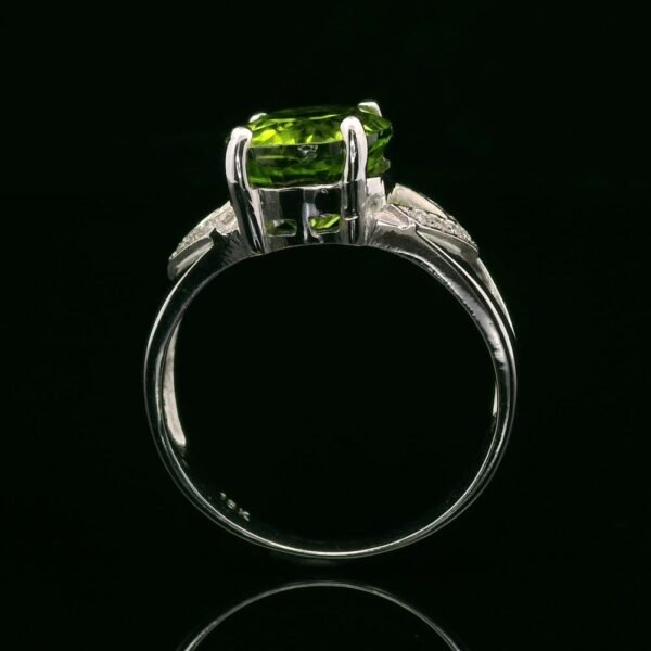 3 CTW Natural Peridot Diamond 18k White Gold Ring