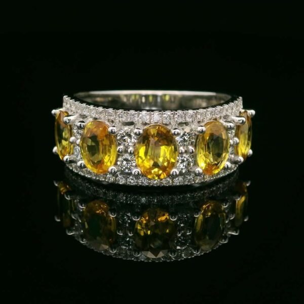 2.87 CTW Natural Yellow Sapphire Diamond 18k White Gold Ring