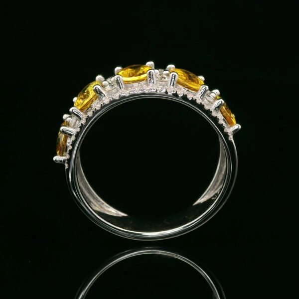 2.87 CTW Natural Yellow Sapphire Diamond 18k White Gold Ring