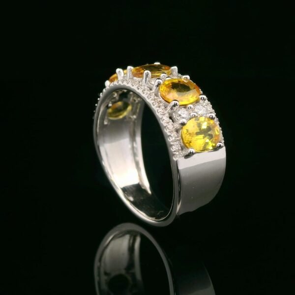 2.87 CTW Natural Yellow Sapphire Diamond 18k White Gold Ring
