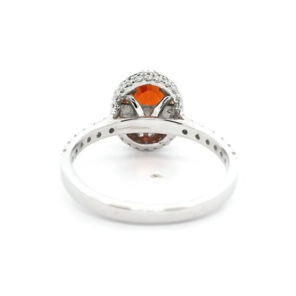 2.78 CTW Natural Orange Sapphire Diamond 18k White Gold Ring