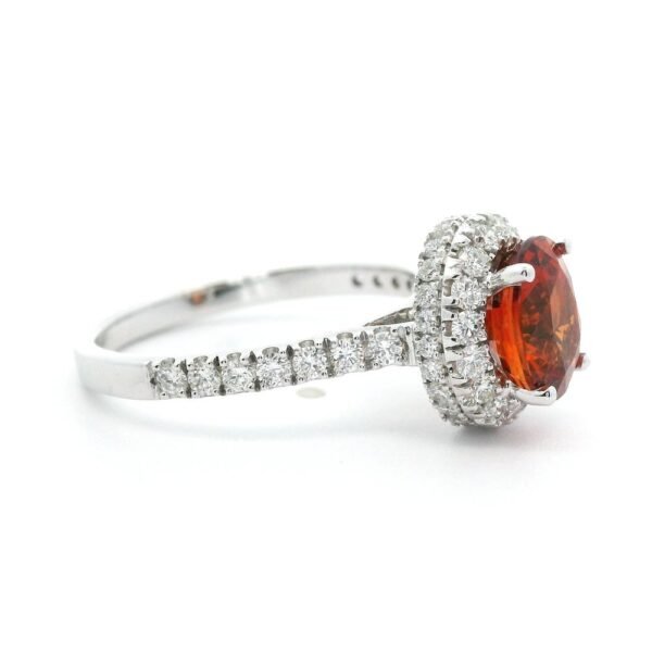 2.78 CTW Natural Orange Sapphire Diamond 18k White Gold Ring