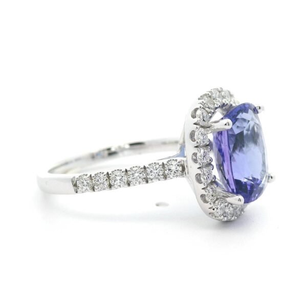 3.92 CTW Natural Tanzanite Diamond 18k White Gold Ring
