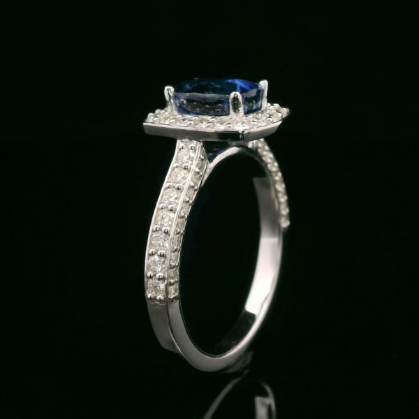 2.78 CTW Natural Blue Sapphire Diamond 18k White Gold Ring