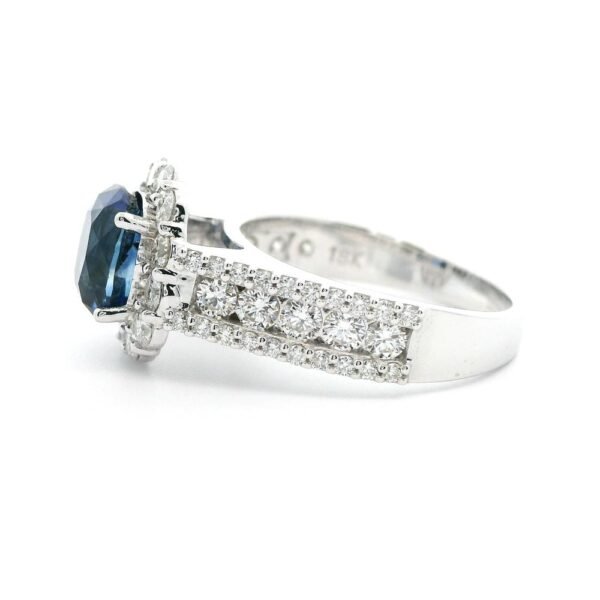 3.76 CTW Natural Blue Sapphire Diamond 18k White Gold Ring