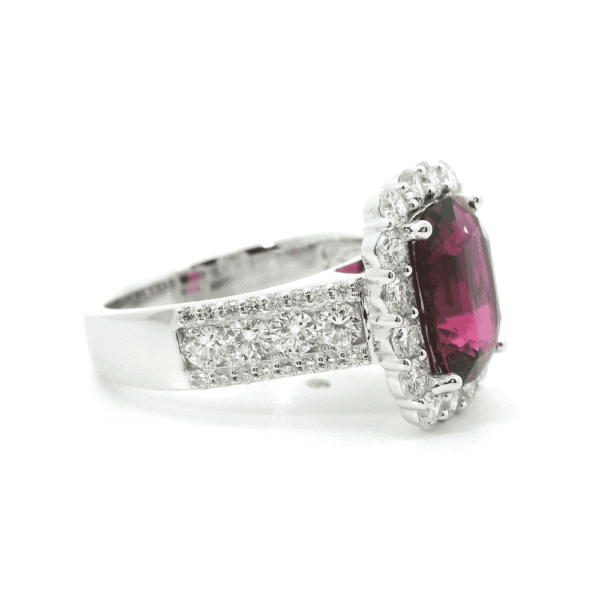 2.79 CTW Natural Tourmaline Diamond 18k White Gold Ring
