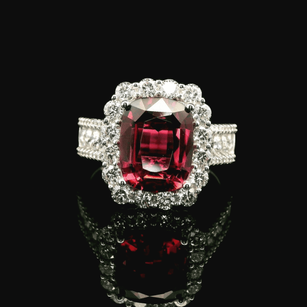 2.79 CTW Natural Tourmaline Diamond 18k White Gold Ring