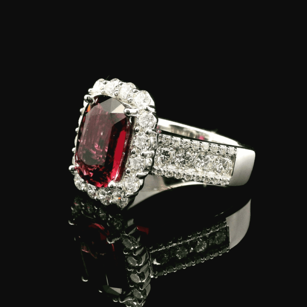 2.79 CTW Natural Tourmaline Diamond 18k White Gold Ring