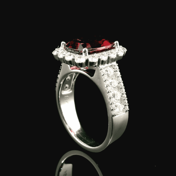 2.79 CTW Natural Tourmaline Diamond 18k White Gold Ring