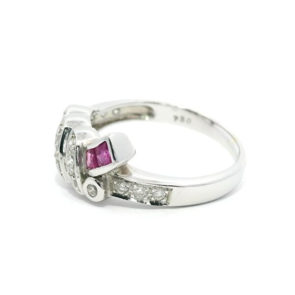 0.57 CTW Natural Pink Sapphire Diamond 18k White Gold Ring