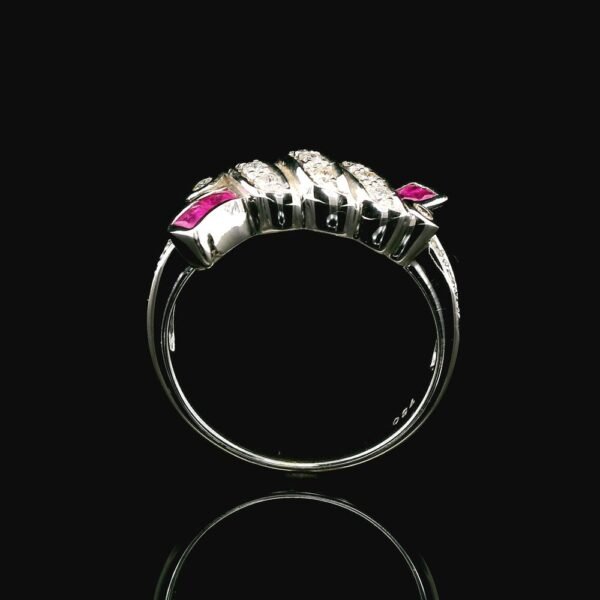 0.57 CTW Natural Pink Sapphire Diamond 18k White Gold Ring