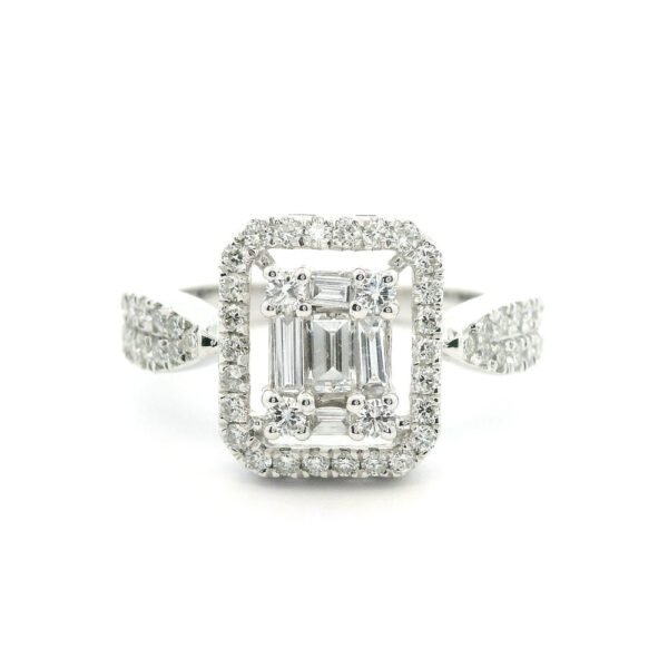 0.76ctw Natural Diamond 18K White Gold Ring For Women