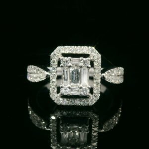 0.76ctw Natural Diamond 18K White Gold Ring For Women