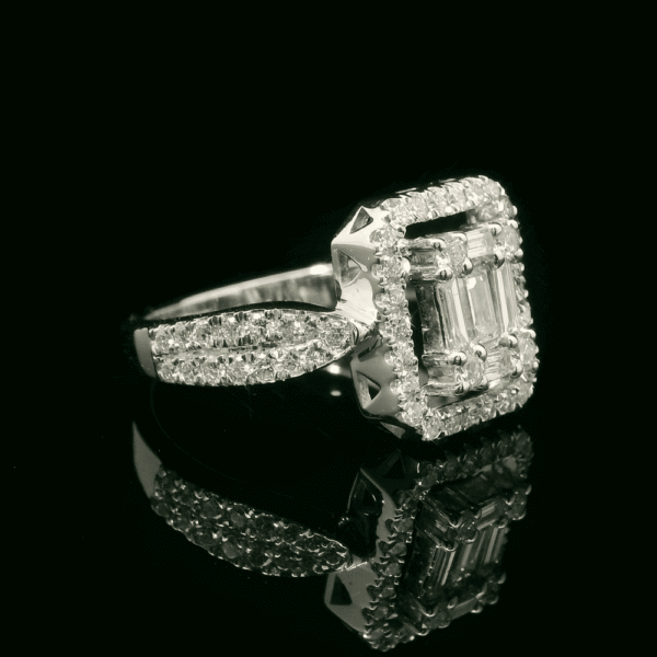 0.76ctw Natural Diamond 18K White Gold Ring For Women