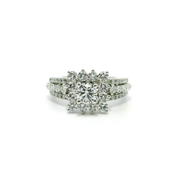 1.37ctw Natural Diamond 18K White Gold Ring For Women