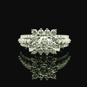 1.37ctw Natural Diamond 18K White Gold Ring For Women