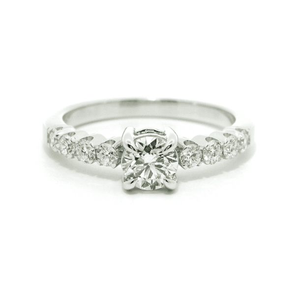 GIA Certified 0.71ctw Natural Diamond 18K White Gold Ring For Women