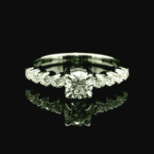 GIA Certified 0.71ctw Natural Diamond 18K White Gold Ring For Women