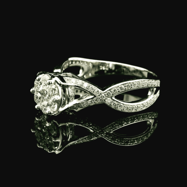 1.30ctw Natural Diamond 18K White Gold Ring For Women