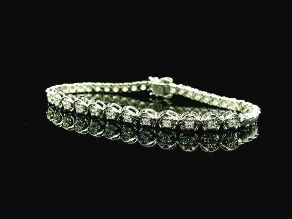 0.42 TCW Natural Diamond Sparkler Bracelet in 18k White Gold