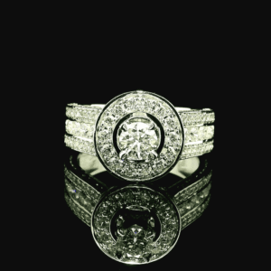 1.55ctw Natural Diamond 18K White Gold Ring For Women