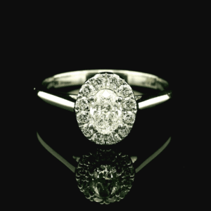 GIA Certified 0.47ctw Natural Diamond 18K White Gold Ring For Women